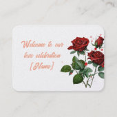 Romantische liefdesviering Welkom Kaart met Rozen Plaatskaartje (Voorkant)