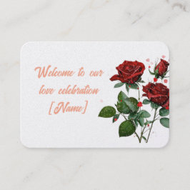 Romantische liefdesviering Welkom Kaart met Rozen Plaatskaartje