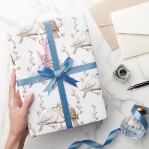 Romantische Liefdesvogels Hart Huwelijk Cadeaupapier