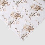 Romantische Liefdesvogels Hart Trouwen Tissuepapier (Detail)