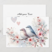 Romantische Liefdesvogels Kersenbloesemtak Aankondiging (Voorkant / Achterkant)