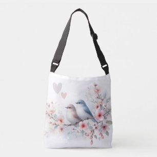 Romantische Liefdesvogels Kersenbloesemtak Crossbody Tas