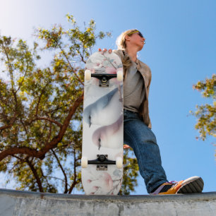 Romantische Liefdesvogels Kersenbloesemtak Persoonlijk Skateboard