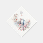Romantische Liefdesvogels Kersenbloesemtak Servet (Hoek)