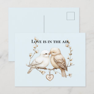 Romantische Liefdesvogels Wolk Hart Briefkaart
