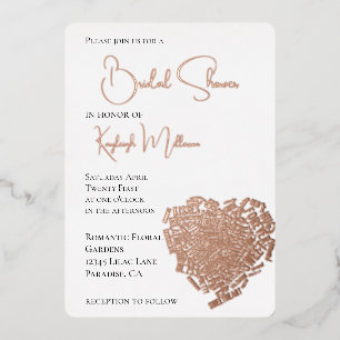 Romantische liefdeswoorden Hart Vrijgezellenfeest Folie Uitnodiging