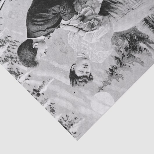 Romantische liefhebbers op een boot tissuepapier (Detail)