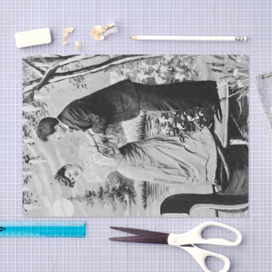 Romantische liefhebbers op een boot tissuepapier (Craft)