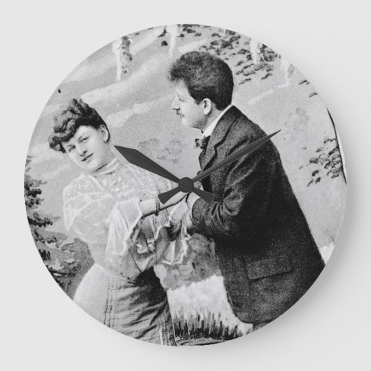 Romantische liefhebbers op een bootje grote klok (Voorkant)