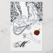 ROMANTISCHE LIEFHEBBERS Zwart Wit Rood Wax Seal Mo Briefpapier (Voorkant)