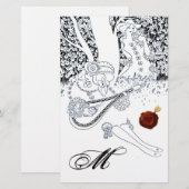 ROMANTISCHE LIEFHEBBERS Zwart Wit Rood Wax Seal Mo Briefpapier (Voorkant / Achterkant)