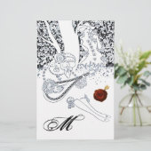 ROMANTISCHE LIEFHEBBERS Zwart Wit Rood Wax Seal Mo Briefpapier (Staand voorkant)