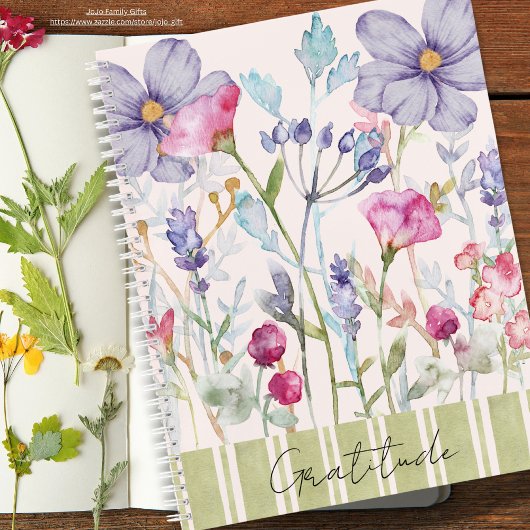 Romantische lieve waterverf wilde bloemen Dankbaar Notitieboek