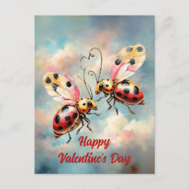 Romantische Lieveheersbeestjes in Vlucht Briefkaart