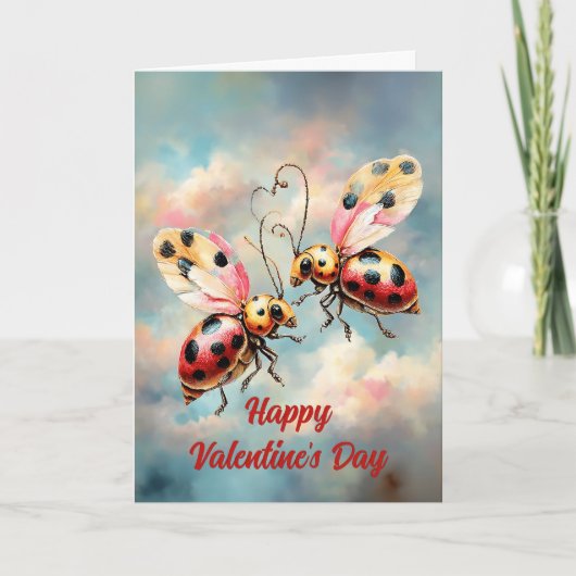 Romantische Lieveheersbeestjes in Vlucht Kaart (Voorkant)