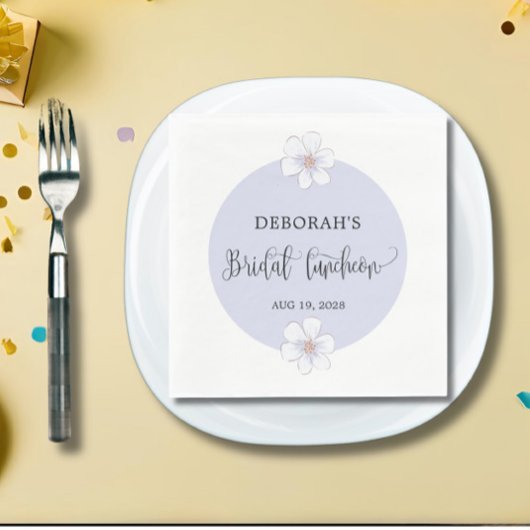 Romantische Lila Bloemen Bruids Luncheon Servet