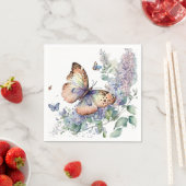 Romantische lila bloemen en vlinder servet (Insitu)