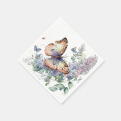 Romantische lila bloemen en vlinder servet (Hoek)