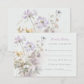 Romantische lila bloemenbruiloft RSVP Kaart (Voorkant / Achterkant)
