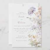 Romantische lila bloemenbruiloft uitnodiging (Voorkant)
