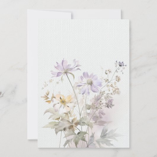 Romantische lila bloemenbruiloft uitnodiging (Achterkant)