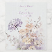 Romantische lila bloemenbruiloft wijn etiket (Enkel label)
