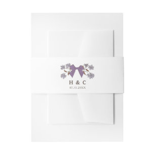 Romantische Lila Bow Floral Wedding Uitnodigingen Wikkel