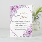 Romantische Lila en Paarse lavender Weddenschap Kaart (Staand voorkant)