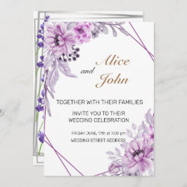 Romantische Lila en Paarse lavender Weddenschap Kaart