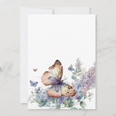 Romantische lila en vlinder Verjaardagsuitnodiging Kaart (Achterkant)