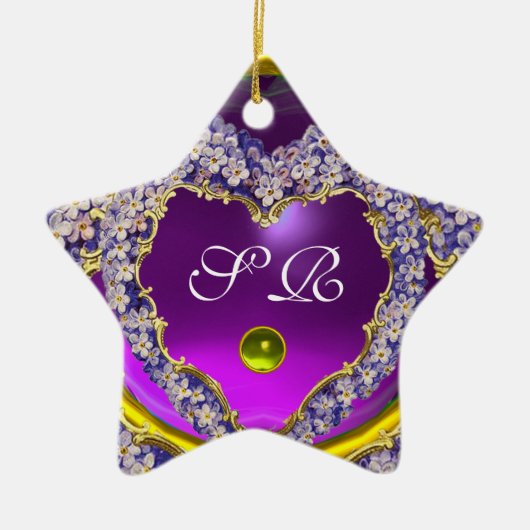 ROMANTISCHE LILA HARTSTAR FOTO-MONOGRAM KERAMISCH ORNAMENT (Voorkant)