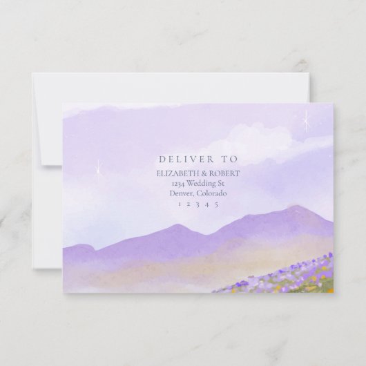 Romantische Lila Nacht Landschap Bruiloft RSVP Kaa Bedankkaart (Achterkant)