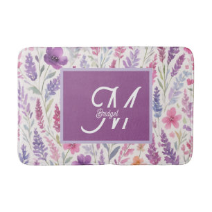 Romantische lila roze Pastel Botanische Spring Mea Badmat
