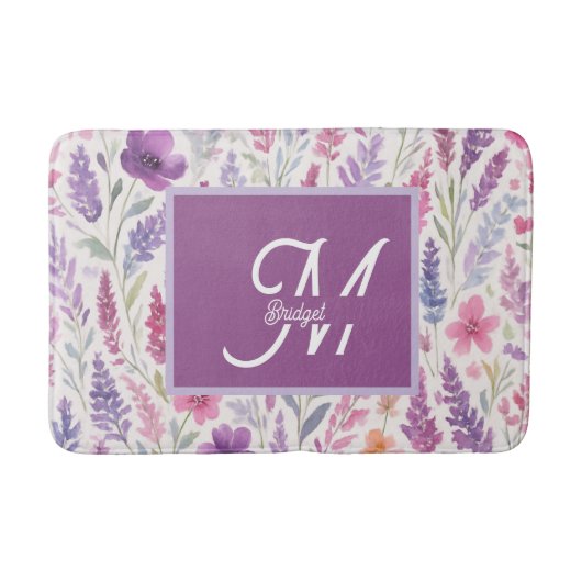 Romantische lila roze Pastel Botanische Spring Mea Badmat (Voorkant)