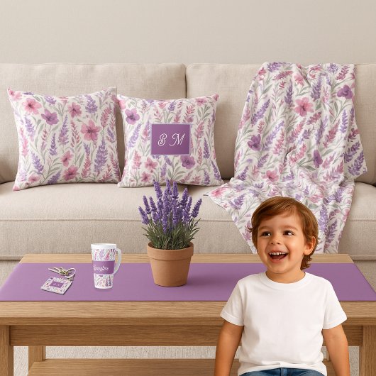 Romantische lila roze Pastel Botanische Spring Mea Fleece Deken