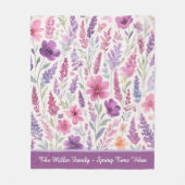 Romantische lila roze Pastel Botanische Spring Mea Fleece Deken (Voorkant)
