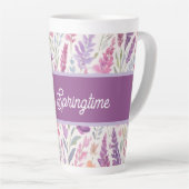 Romantische lila roze Pastel Botanische Spring Mea Latte Mok (Rechterhoek)
