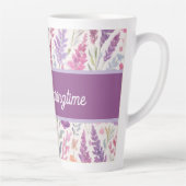 Romantische lila roze Pastel Botanische Spring Mea Latte Mok (Rechts)