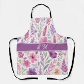 Romantische lila roze Pastel Botanische Spring Mea Schort (Voorkant)