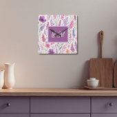 Romantische lila roze Pastel Botanische Spring Mea Vierkante Klok