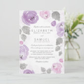 Romantische Lila Waterverf Rozen Weddenschap Kaart (Staand voorkant)