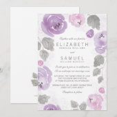 Romantische Lila Waterverf Rozen Weddenschap Kaart (Voorkant / Achterkant)