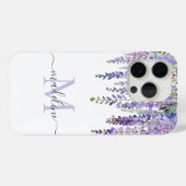 Romantische Lila Wisteria Monogram Script naam Case-Mate iPhone Case (Achterkant (horizontaal))