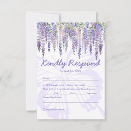 Romantische Lila Wisteria Tuin Bruiloft RSVP-kaart RSVP Kaartje