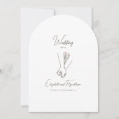 Romantische Line Art Couple Holding Hands Flower M Kaart (Voorkant)