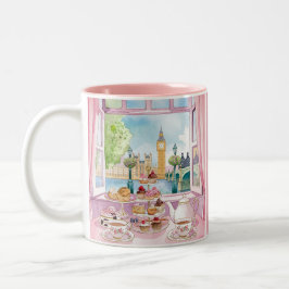 Romantische London Coffee Tea & Cake Roze Waterver Tweekleurige Koffiemok