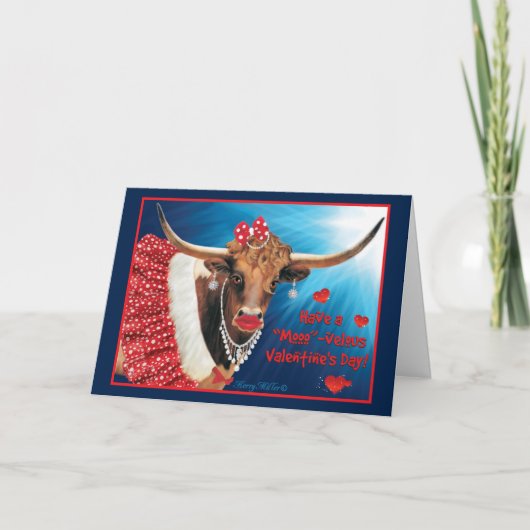 Romantische Longhorn Koe Valkaart Kaart (Voorkant)