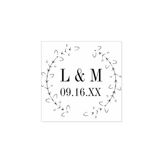 Romantische loofkrans bruiloft gepersonaliseerd rubberstempel (Afrduk)
