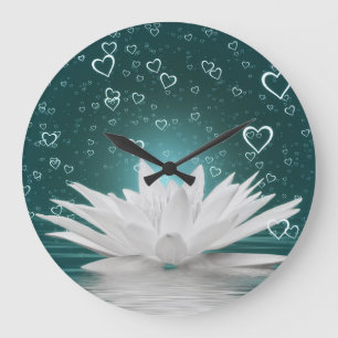 Romantische Lotus Bloem Harten Zen Yoga Waterlelie Grote Klok