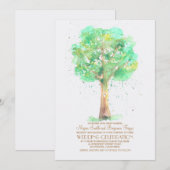 Romantische Love Tree Waterverf Huwelijksuitnodigi Kaart (Voorkant / Achterkant)